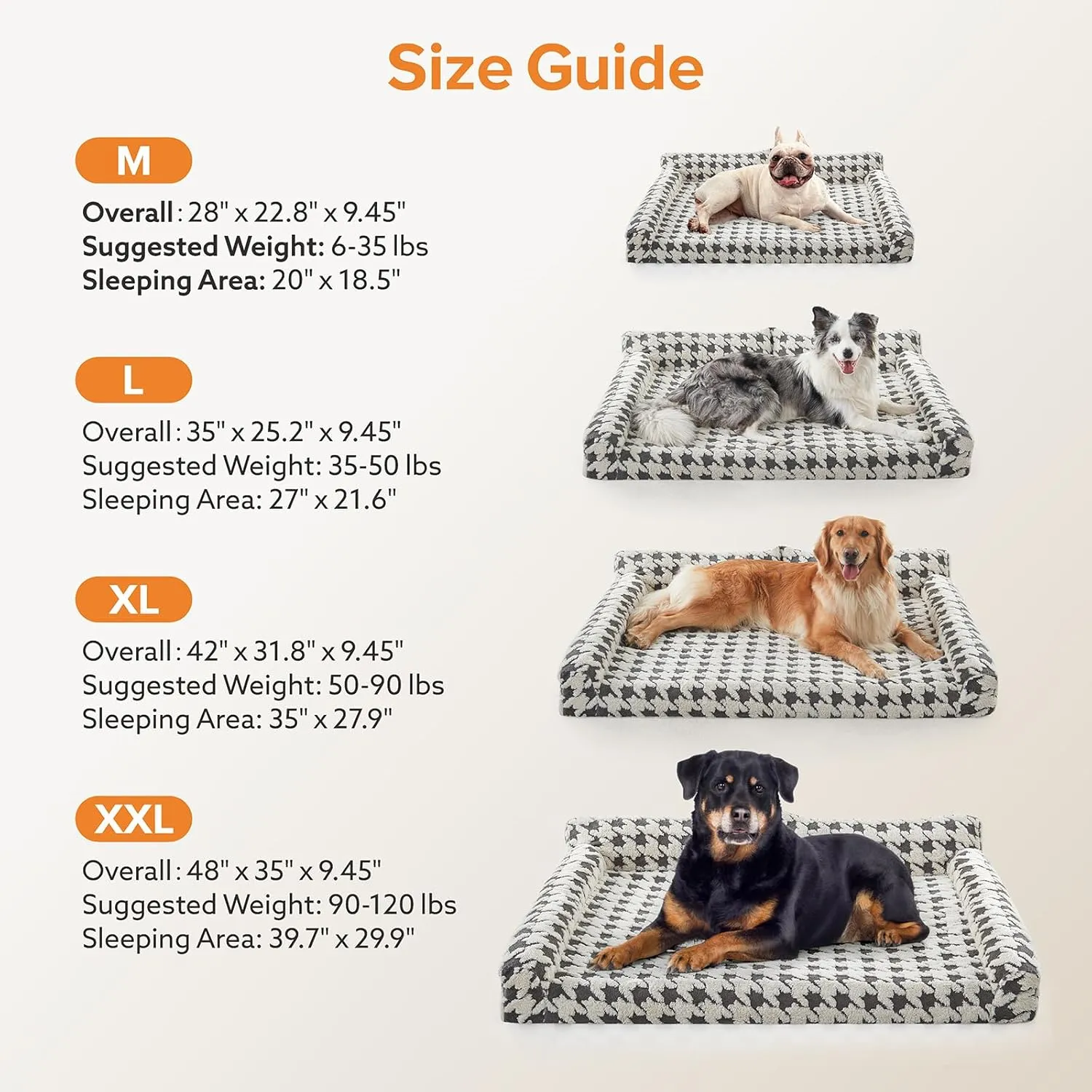 Orthopedic Dog Beds for Large Dogs Washable, Detachable Side Bolster and Pillow, Large Dog Sofa with Memory Foam, with Removable Cover and Non-Slip Bottom, Grey