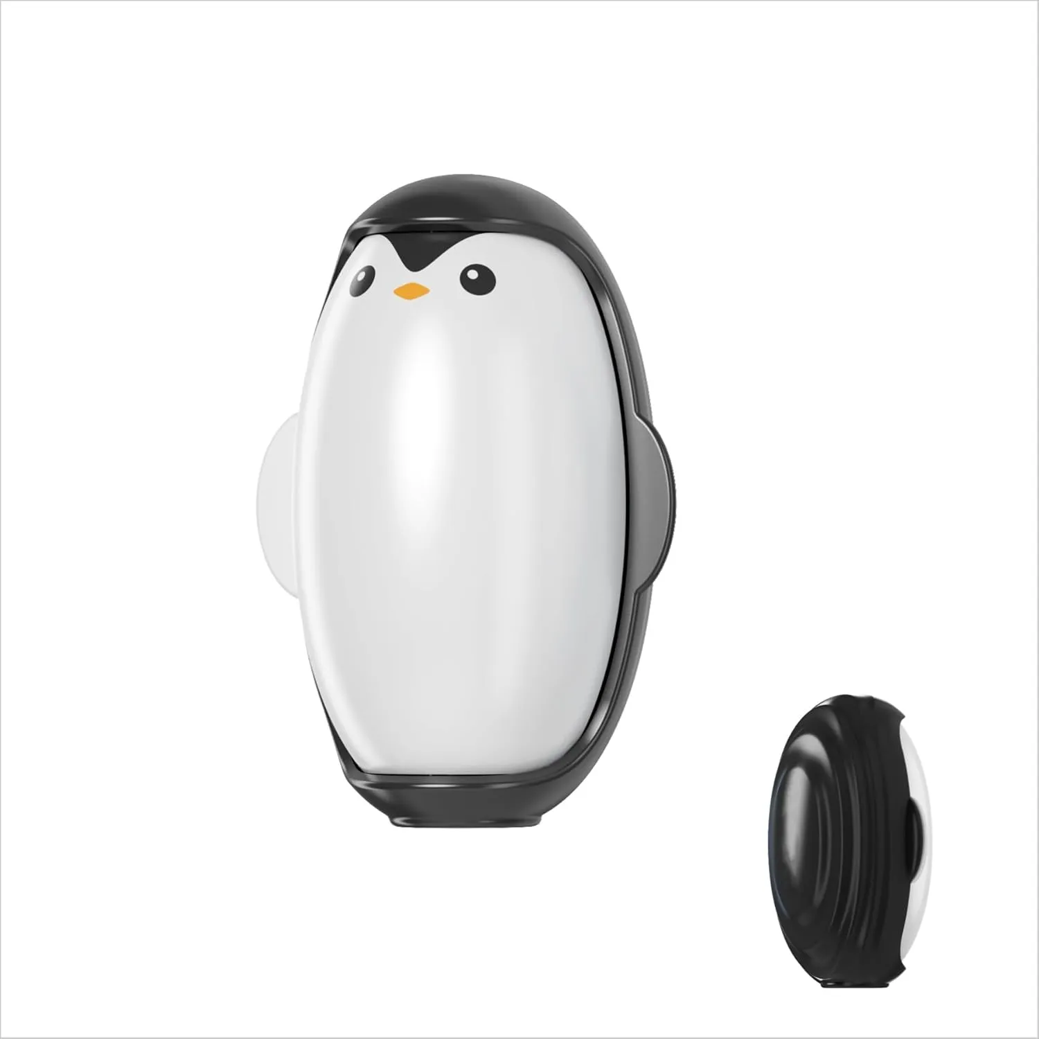 Penguin-Reusable Lint Roller - Washable Sticky Roller for Clothes, Furniture, Car, Pet Hair, Gift Idea for Pet Owners (Cute Animal Design) (Black)