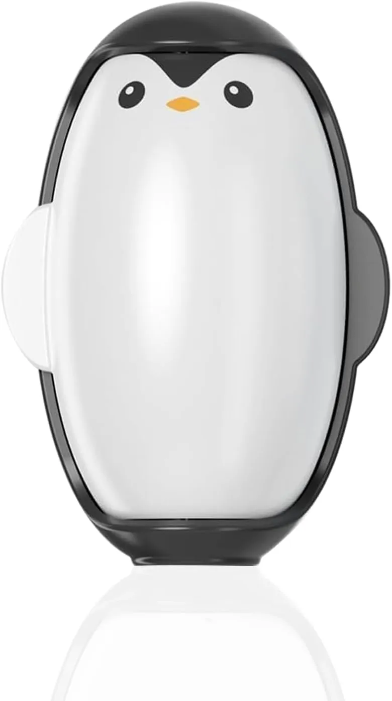 Penguin Shape Reusable Lint Roller Ball, Penguin Sticky Lint Remover, Penguin Hair Sticky Device, Penguin Hair Sticky Roller, Penguin Pet Hair Remover, Cute Penguin Lint Roller for Pets (Black)