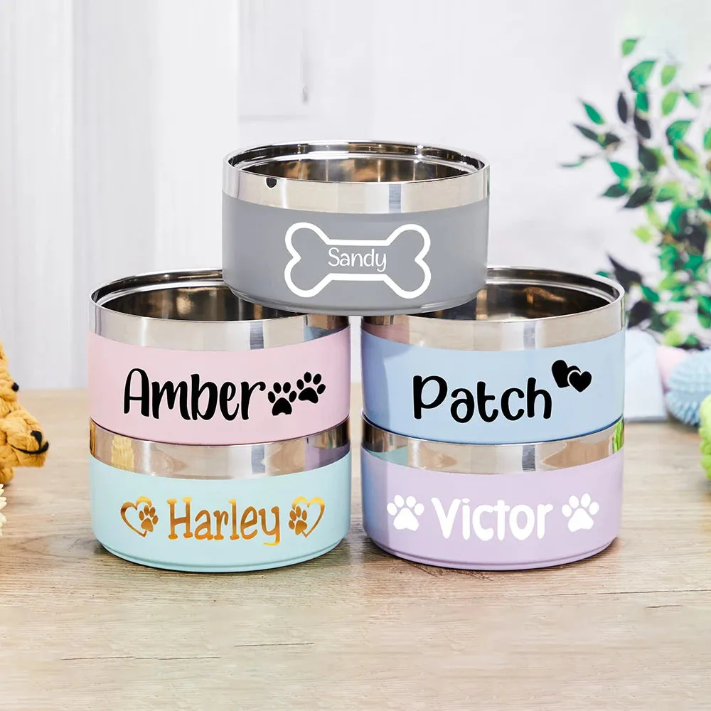 Personalized Dog Food & Water Bowls - Custom Stainless Steel Pet Accessory for Cats & Dogs