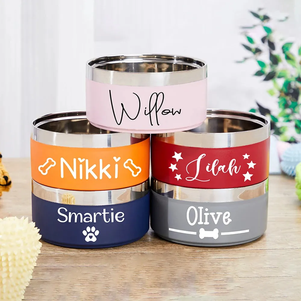 Personalized Dog Food & Water Bowls - Custom Stainless Steel Pet Accessory for Cats & Dogs