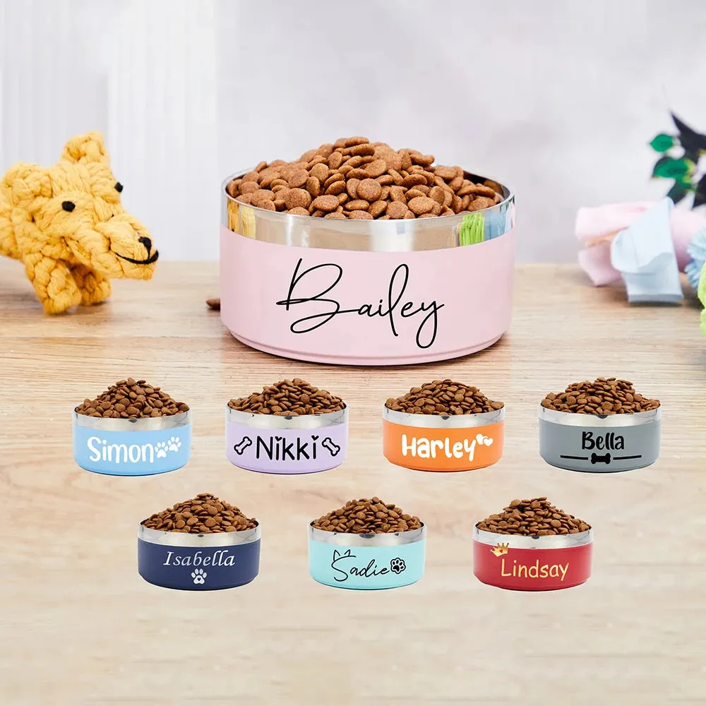 Personalized Dog Food & Water Bowls - Custom Stainless Steel Pet Accessory for Cats & Dogs