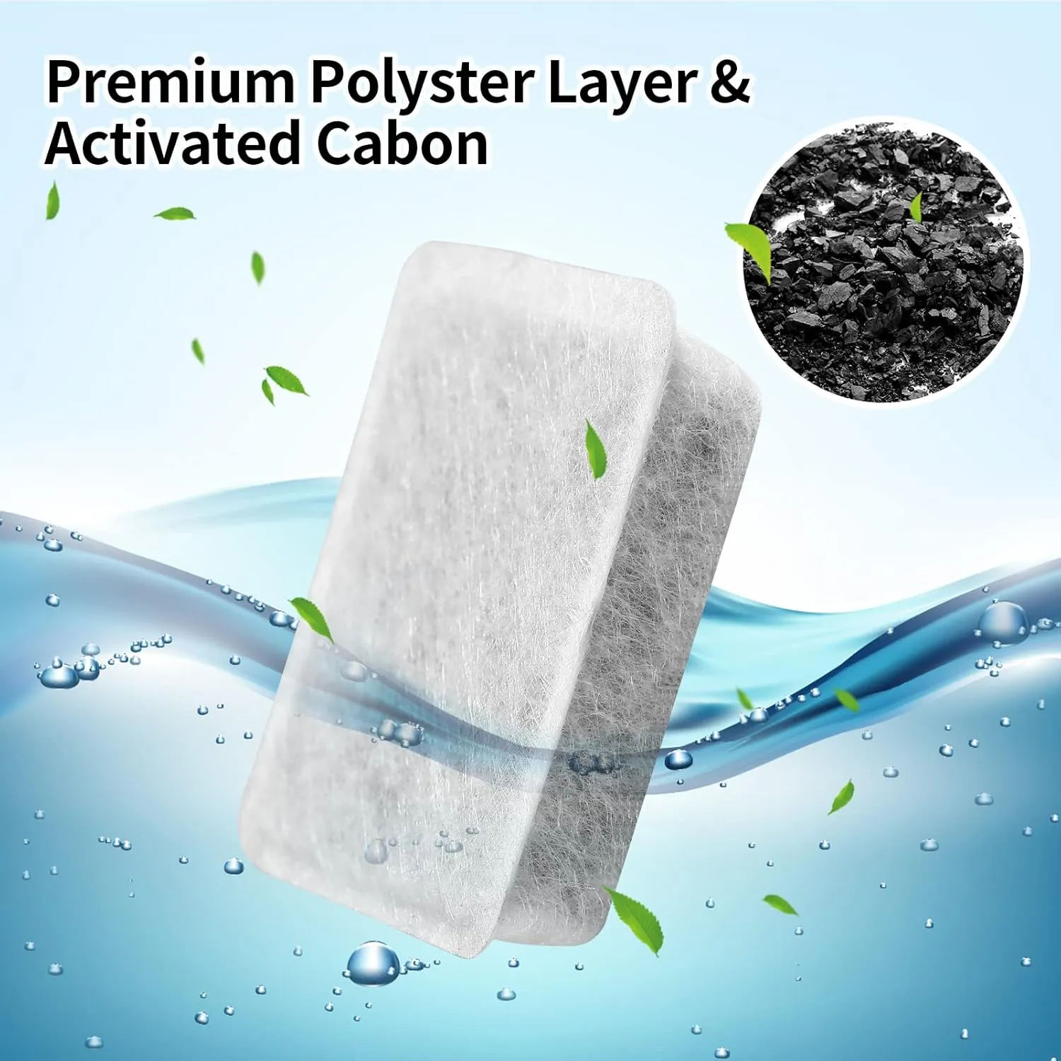 Pet Fountain Charcoal Water Filter Replacement, Dog Cat Water Bowl Filter Pet Water Filter Fit for Gravity Waterer Bowls Pack of 8