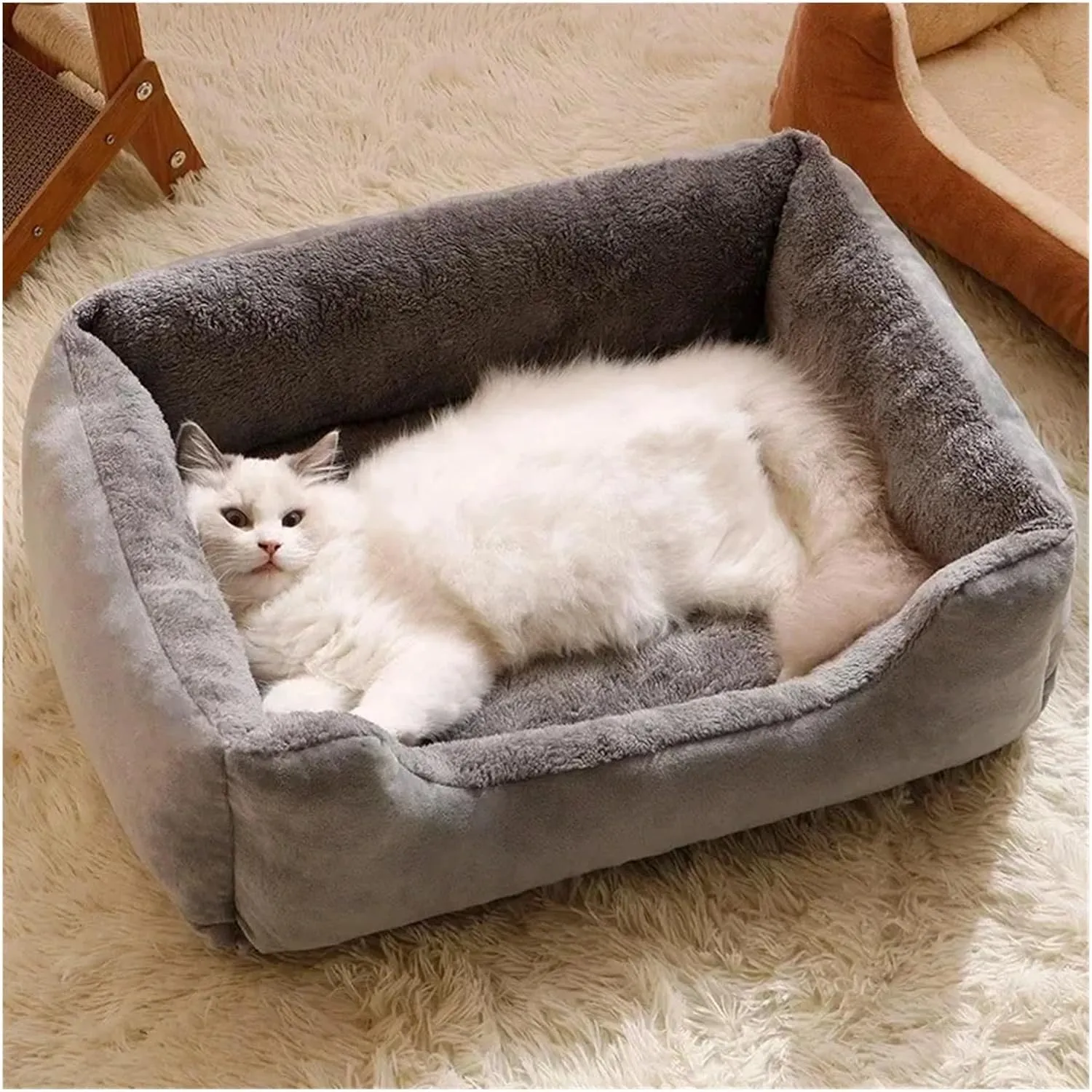 Pet Mat Beds, Pet Puppy Cushions, Dog and Cat Houses Habitats House Supplies, Multiple Colours and Sizes(Gray,S 45x30cm)