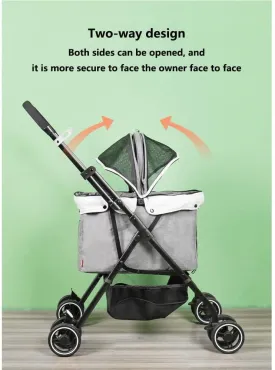Pet Stroller for Dogs Cats Travel Carrier Strolling Cart with 360 Swivel Front Wheels and Suspension One Button Collapsible (Gray(Grey))