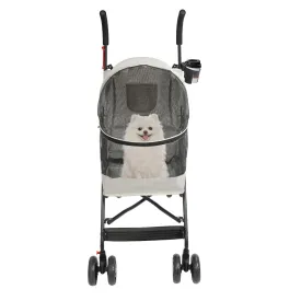 Pet Stroller W/4 Wheels, Pet Travel Stroller, Gray Foldable Pet Travel Carrier, Medium Dog Stroller, Multifunction Dog Cat Jogger Stroller, Pet Strolling Cart, Foldable Pet Stroller