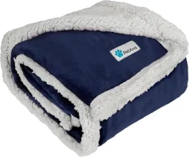 PetAmi Waterproof Dog Blanket for Small Medium Dog Puppy Cat Throw for Couch Cover Leakproof Protection, Sherpa Fleece, Reversible Soft Washable 29x40 Navy Blue