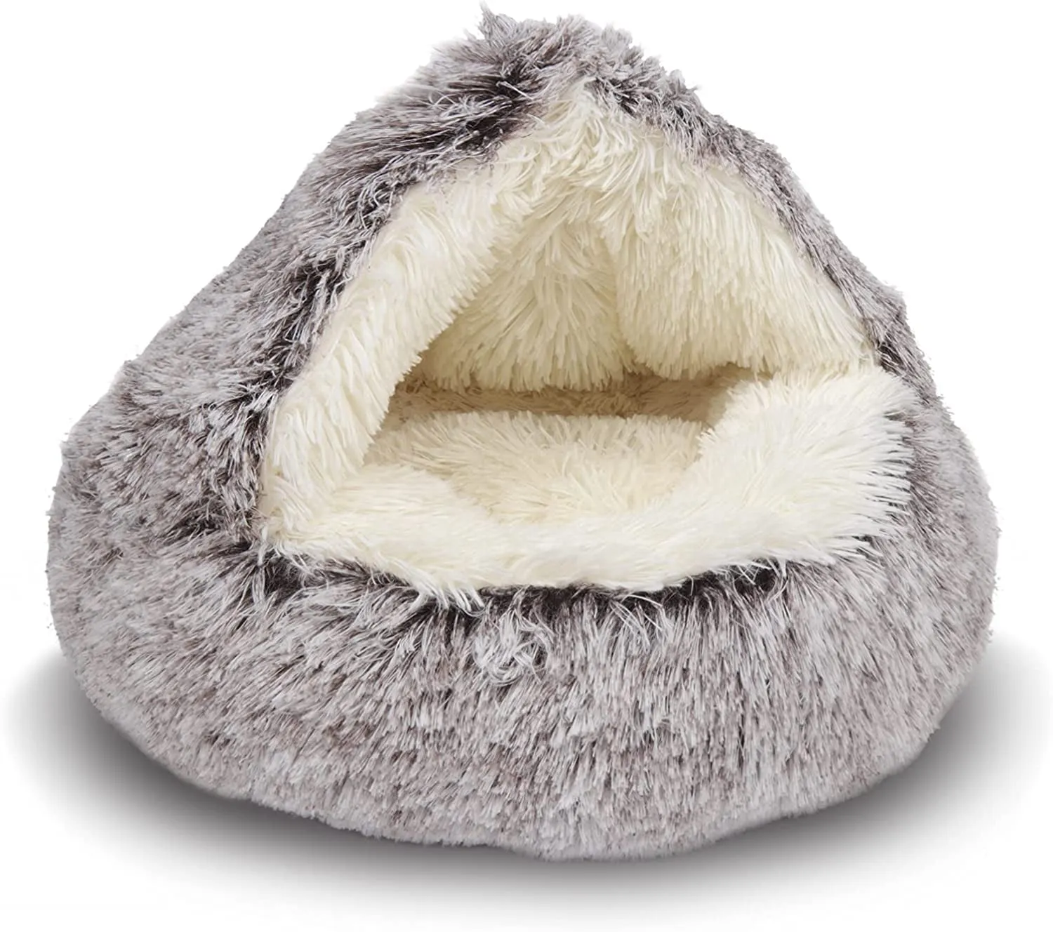 Plush Fluffy Hooded Cat Bed