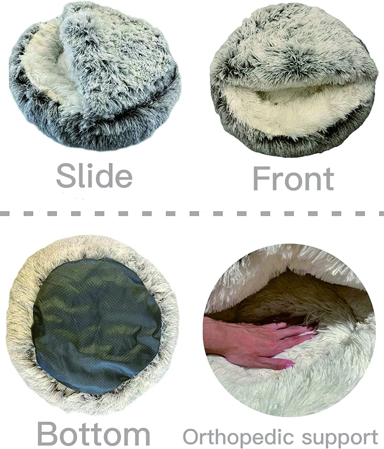 Plush Fluffy Hooded Cat Bed