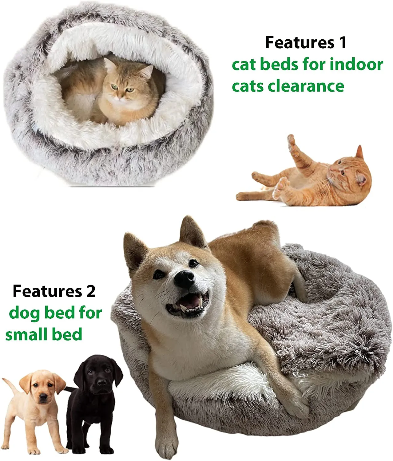 Plush Fluffy Hooded Cat Bed