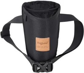Portable Dog Treat Pouch for Training - Outdoor Waist Pack with Medium-Stiff Polyester, Leash Clip & Zippered Pocket for Pet Treats/Rewards (Black)
