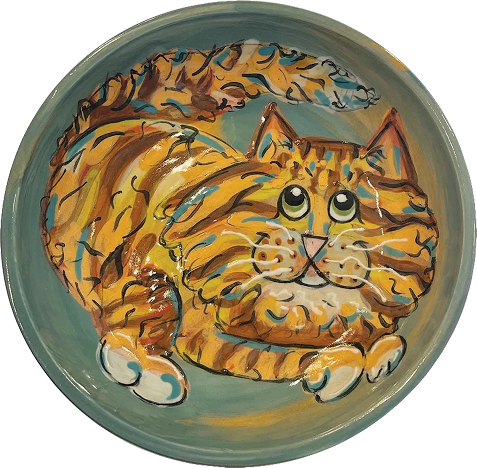 "Morrisy Red Robin" Cat Dish by Debby Carman