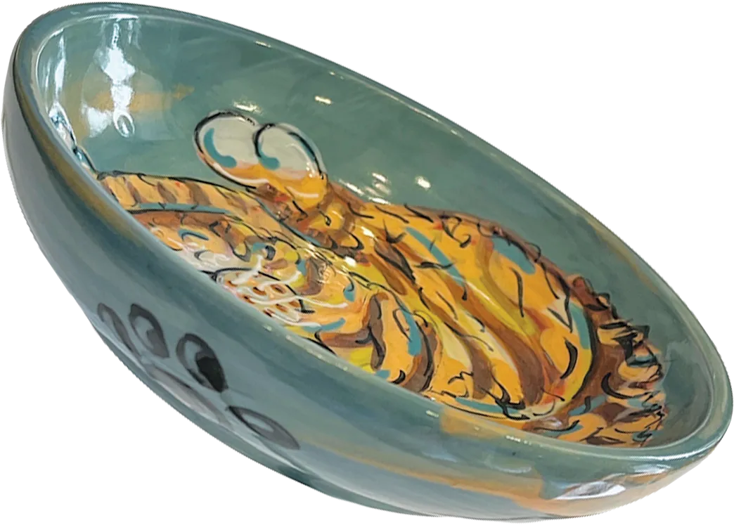 "Morrisy Red Robin" Cat Dish by Debby Carman