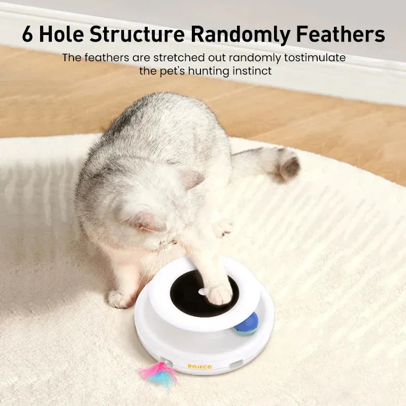 ROJECO 2-in-1 Interactive Cat Toy Set with Automatic Feather and Fun Ball