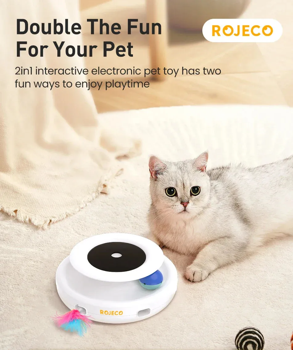 ROJECO 2-in-1 Interactive Cat Toy Set with Automatic Feather and Fun Ball