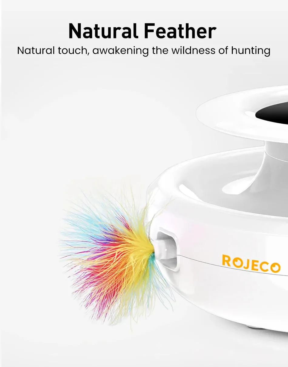 ROJECO 2-in-1 Interactive Cat Toy Set with Automatic Feather and Fun Ball