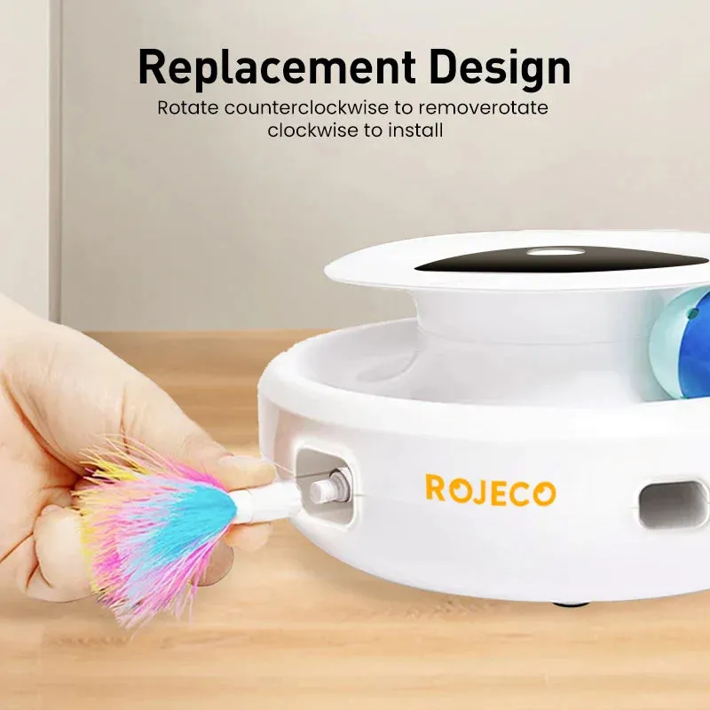 ROJECO 2-in-1 Interactive Cat Toy Set with Automatic Feather and Fun Ball