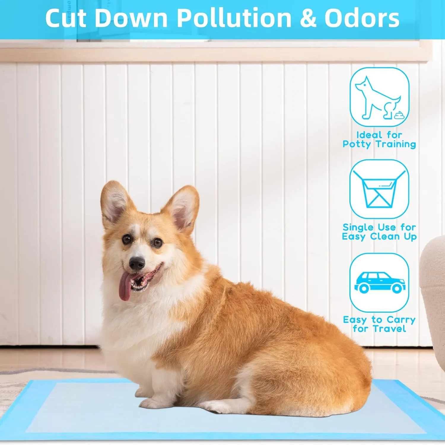 Super-Absorbent Waterproof Dog and Puppy Pet Training Pad, Housebreaking Pet Pad,Blue (28"X44"(100PCS))