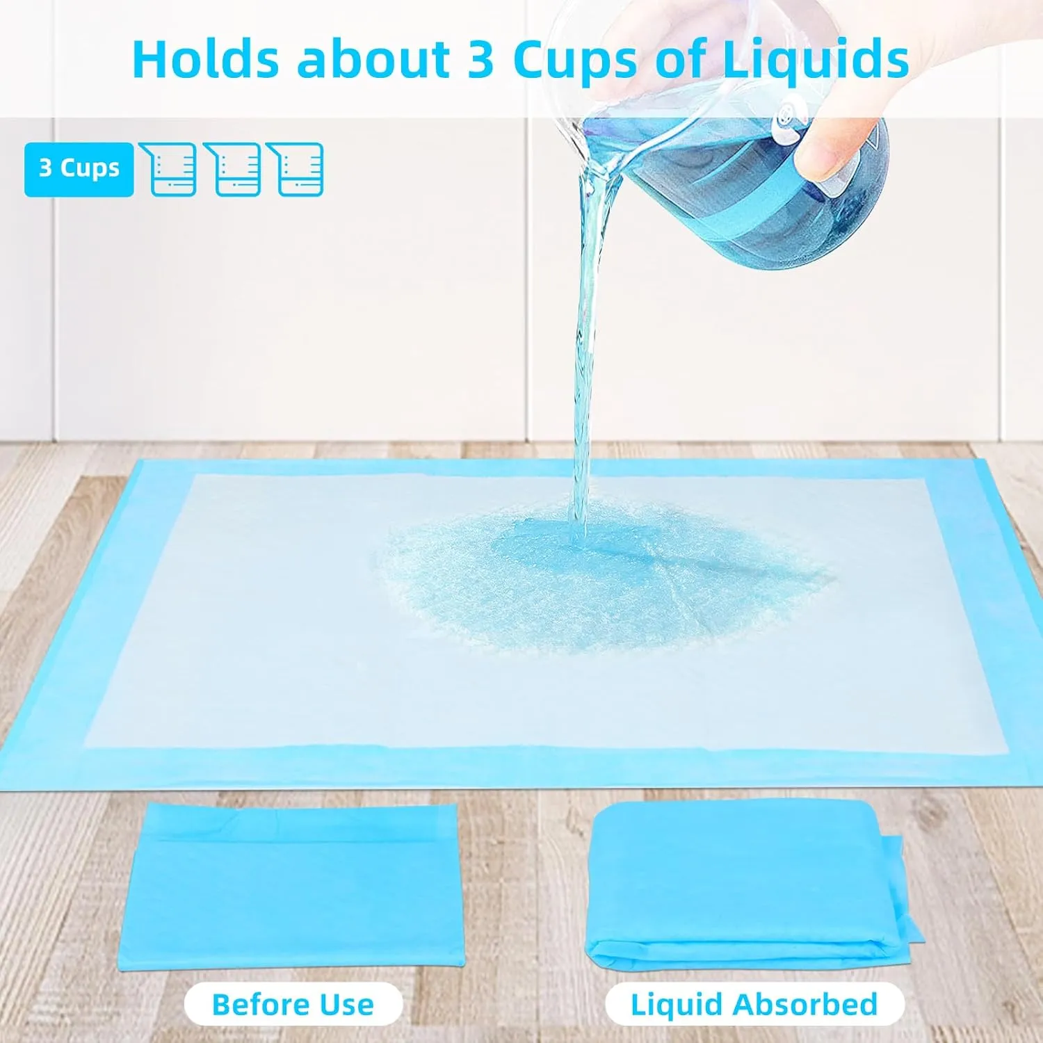 Super-Absorbent Waterproof Dog and Puppy Pet Training Pad, Housebreaking Pet Pad,Blue (28"X44"(100PCS))
