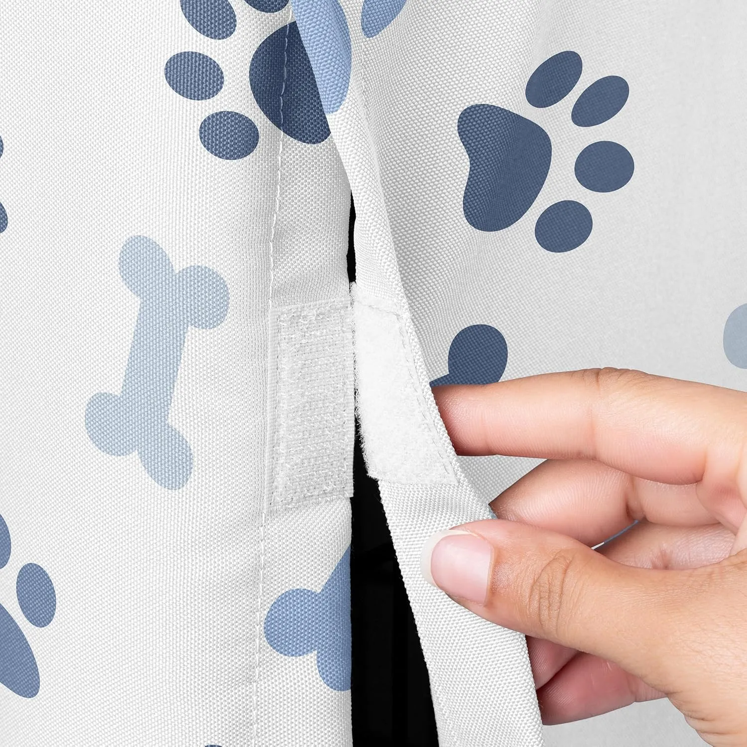 Sweet Jojo Designs 24in. Small Dog Crate Cover (Bones and Paw Prints) for Boys Pet Cage, Kennel Covers (Modern, Cartoon, Doggy, Puppy, Neutral, Paws Print, Whimsical, Slate Navy Blue and Off White)