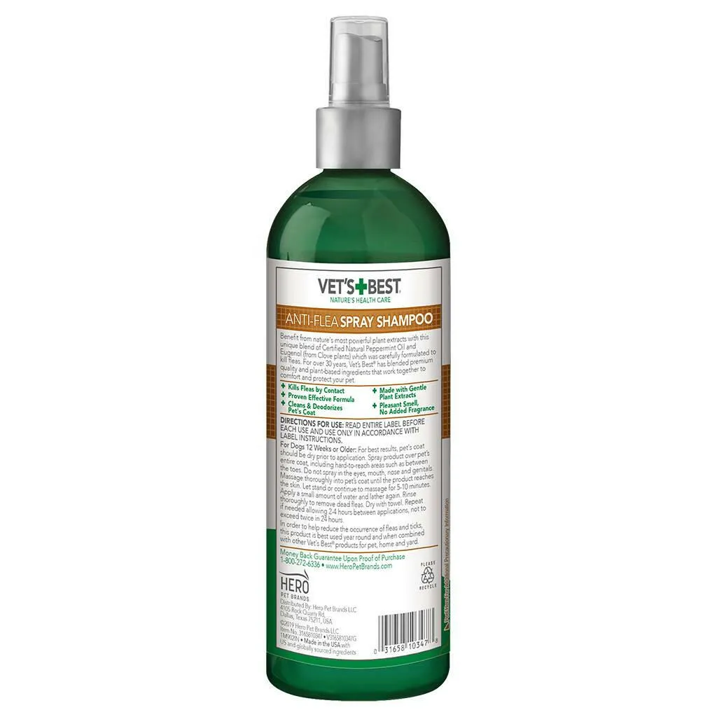 Vet's Best Natural Anti-Flea Easy Spray Shampoo for Dogs (16 oz)