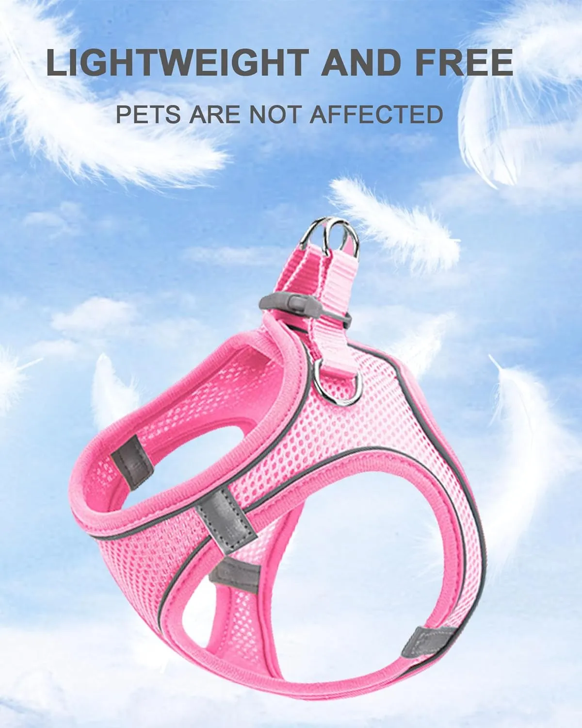 XXXS Pink Soft Mesh Dog Harness and Leash Set,No Escape Puppy Harnesses for Training Walking Reflective Adjustable Puppy Vest for Small Medium Dogs, Cats (Pink, XXXS)