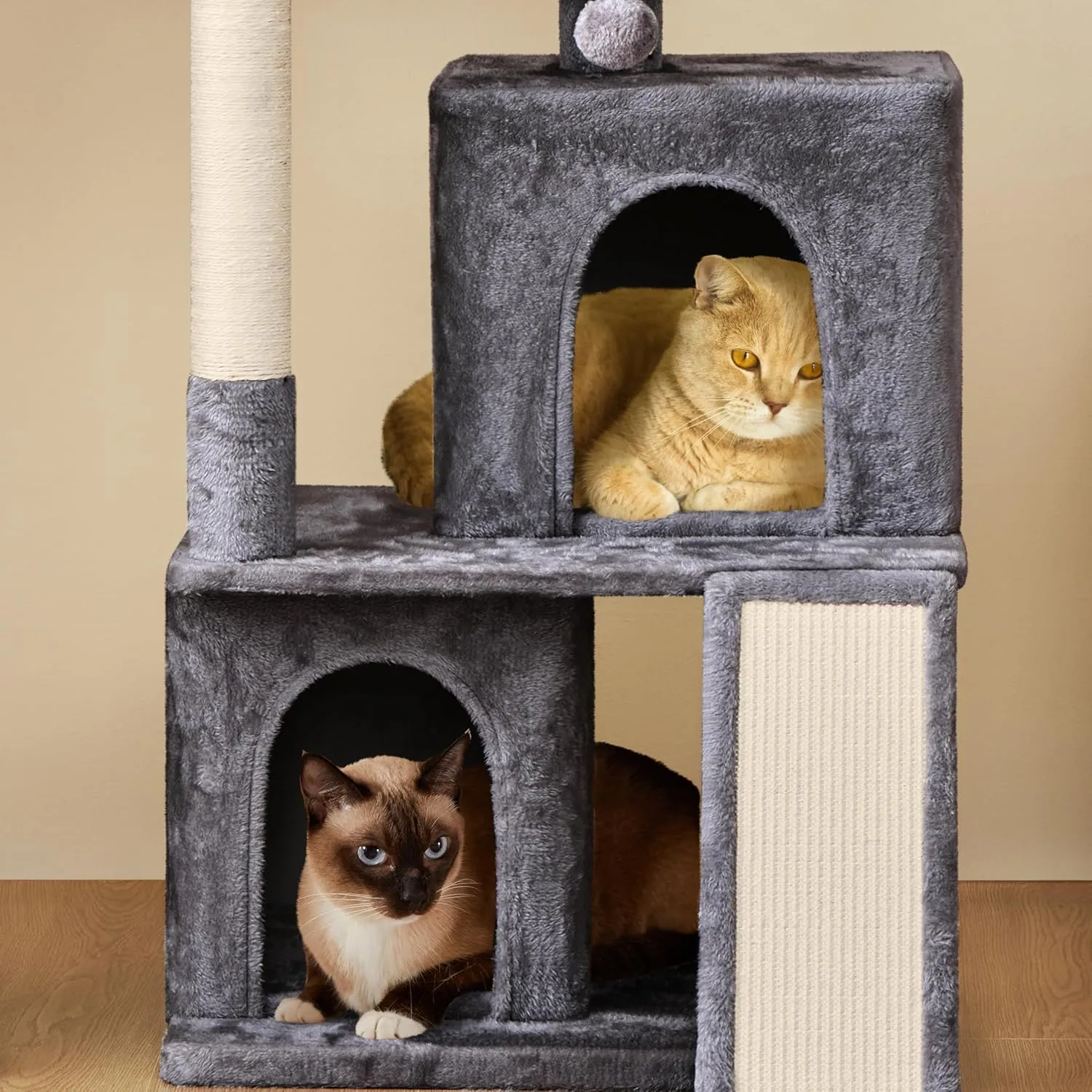 Yaheetech 42in Cat Tree Tower with Scratching Posts, Plush Condo, Ramp & Perch, Multi-Level Climber for Indoor Cats & Kittens, Dark Gray