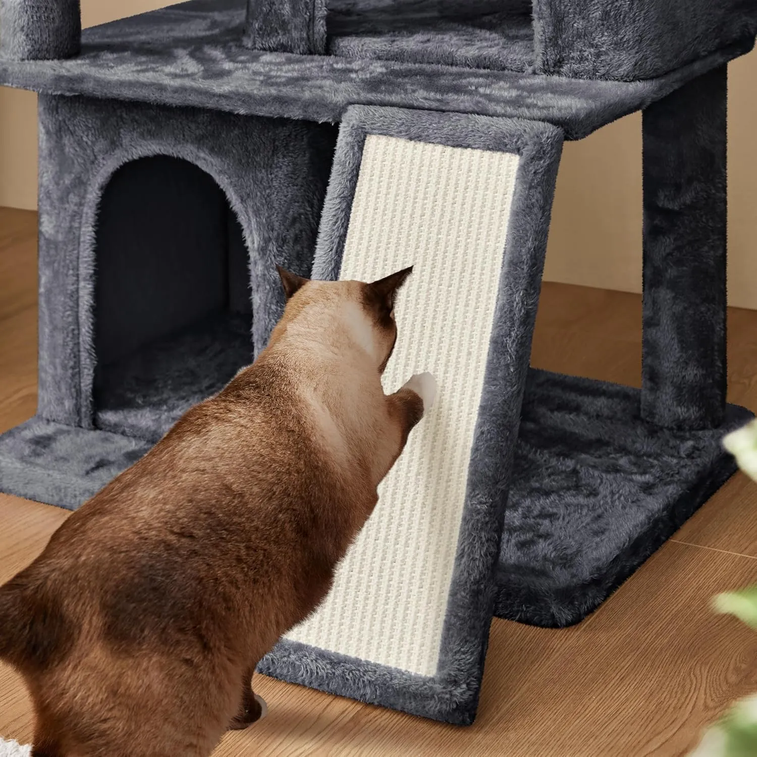 Yaheetech 42in Cat Tree Tower with Scratching Posts, Plush Condo, Ramp & Perch, Multi-Level Climber for Indoor Cats & Kittens, Dark Gray