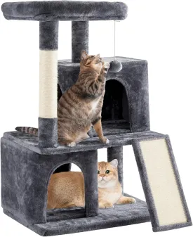 Yaheetech 42in Cat Tree Tower with Scratching Posts, Plush Condo, Ramp & Perch, Multi-Level Climber for Indoor Cats & Kittens, Dark Gray