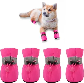 YAODHAOD Dog Shoes for Hot Pavement, Anti-Slip Sole Dog Boots & Paw Protector for Summer, Reflective Straps Dog Booties for Small Medium Dogs, Indoor Use 4PCS (Pink, Size: 7)