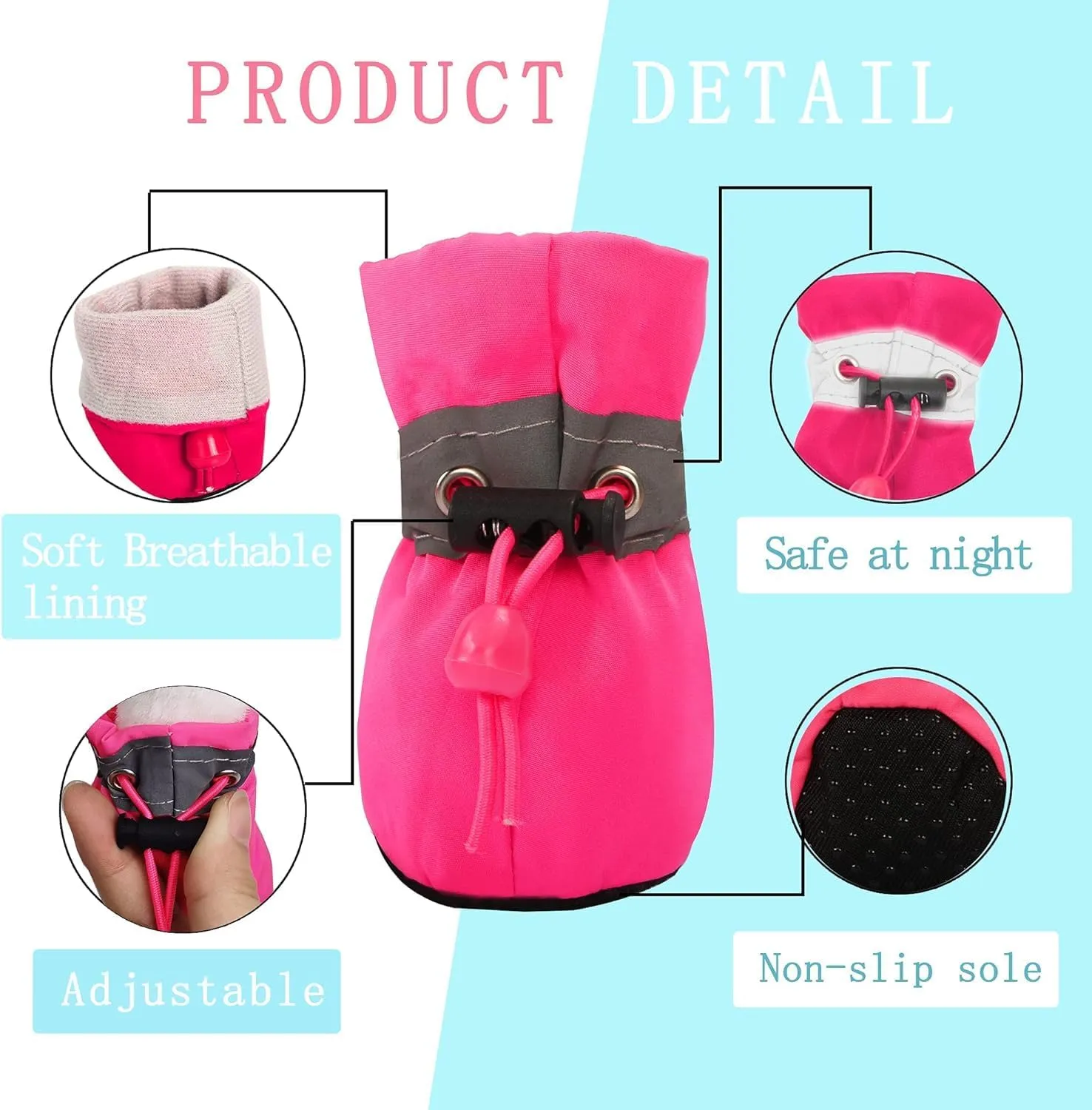YAODHAOD Dog Shoes for Hot Pavement, Anti-Slip Sole Dog Boots & Paw Protector for Summer, Reflective Straps Dog Booties for Small Medium Dogs, Indoor Use 4PCS (Pink, Size: 7)